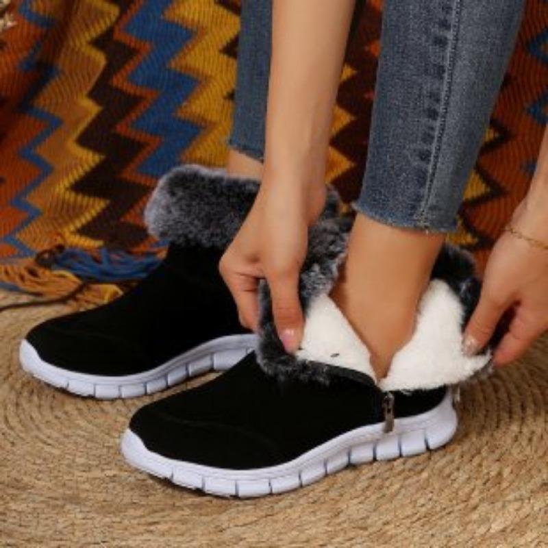 

Женские зимние теплые сноубутсы большого размера, с мягкой подкладкой, водонепроницаемые ботильоны, нескользящая уличная обувь, ботинки для хайкинга, альпинизма, спортивные ботинки 43 чёрный