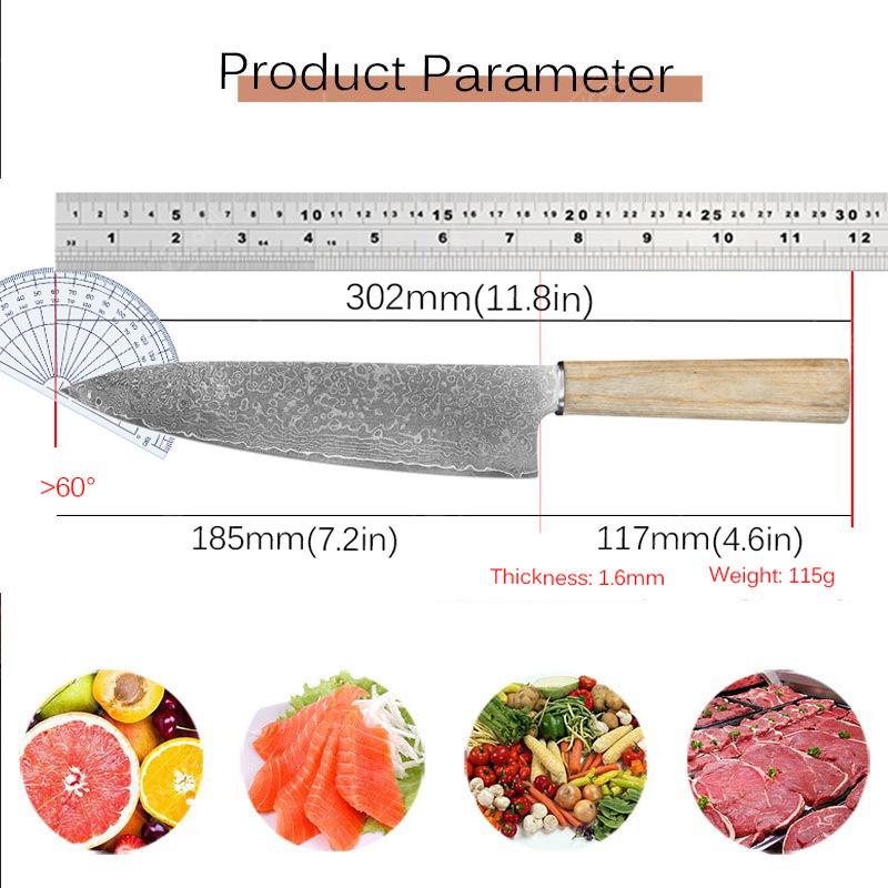 WXCOO Kitchen Knives Damascus Forged Chef Knife Butcher Cleaver Knife Meat Cleaver Fruit Slicing Knife Kitchen Accessories