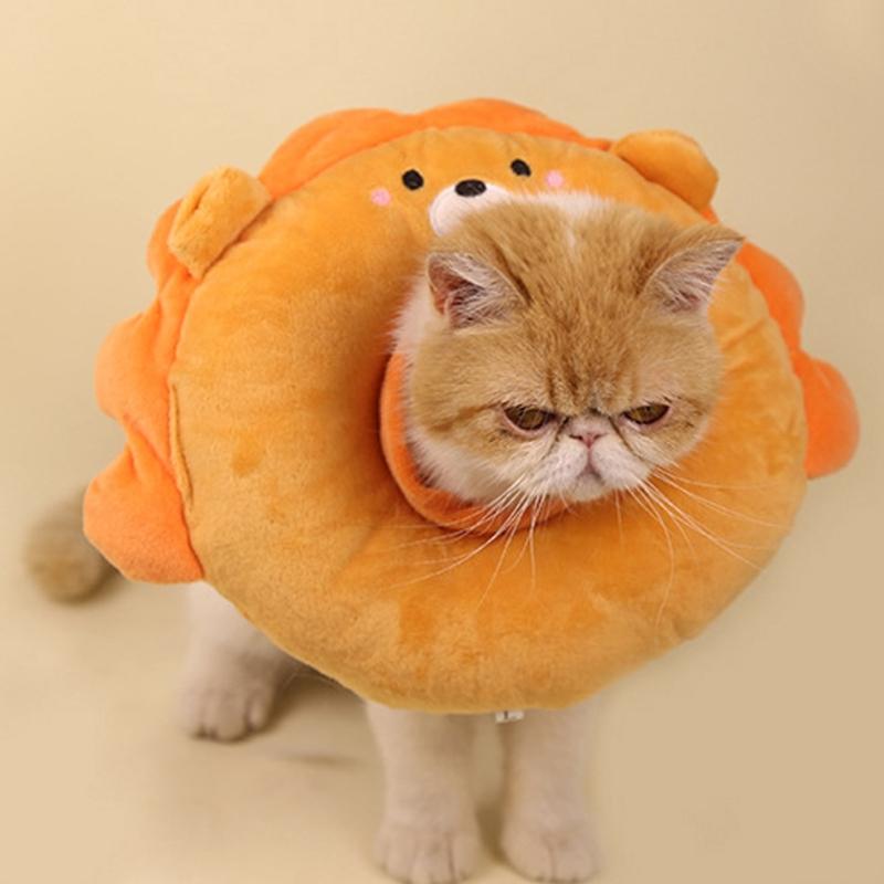 Lovely Pet Recovery Collar Protective Cone For Dog Cats After Surgical Adjusting Neck Size Plush Collar Prevent Licking