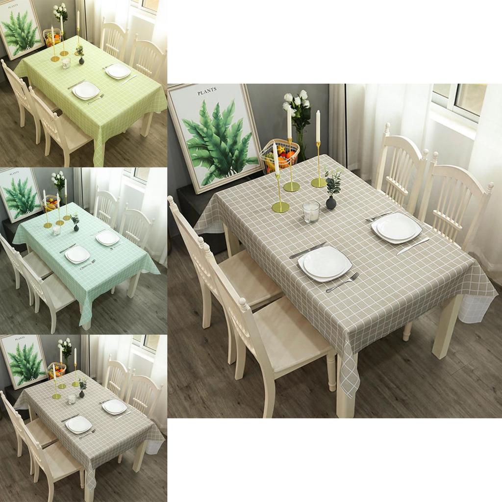 Peva Tablecloth With Simple Plaid Design Waterproof And Easy To Clean**