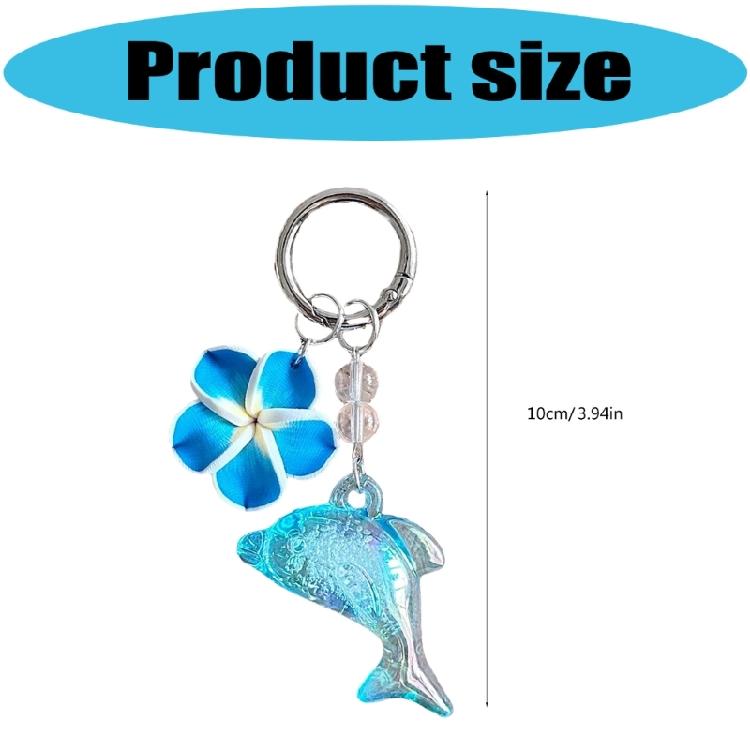 Lovely Dolphin And Flower Keychain Plastic Construction Bag Hanging Pendant Cute Gift For Girls Teens Students