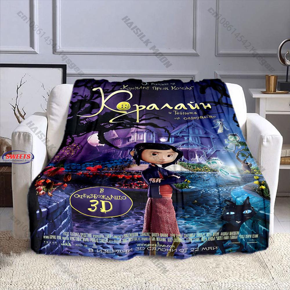 6 Sizes C-C0raline Print Blanket Warm Soft and Comfortable Home Travel Blanket Sofa Bedding Cover Blankets Gift for Friends Kids