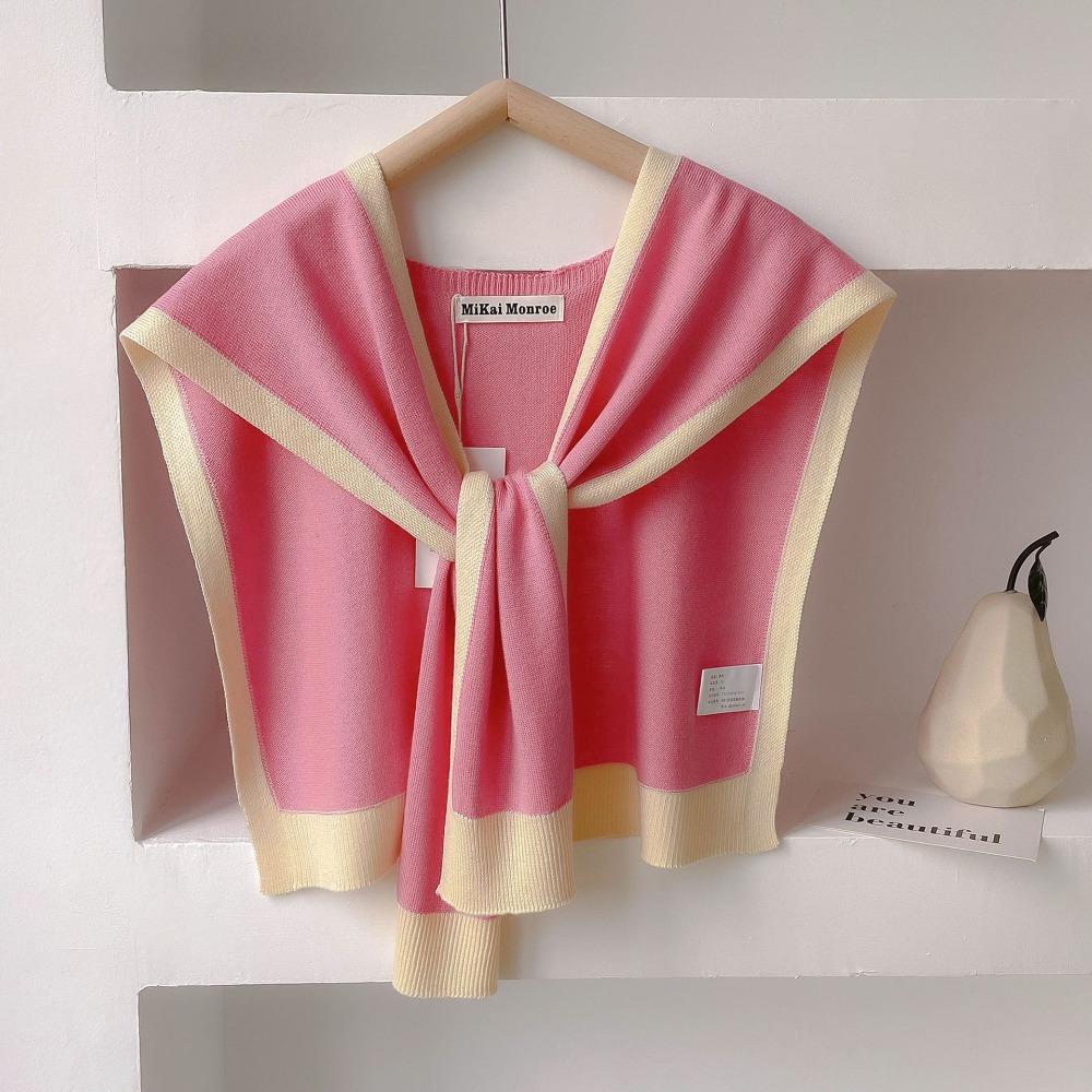 

Lace Tie Fake Collar Solid Color Detachable Collar New Knitted Shawl Unisex рожевий