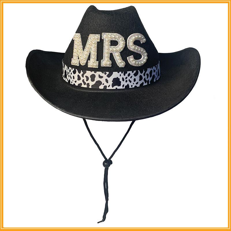 E-commerce Bride Single Party Cowboy Pattern Female White Hat