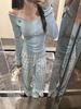 French Slim Fit Off-Shoulder Sweater: Solid Color, Irregular Knit Design for Women - Autumn/Winter Collection