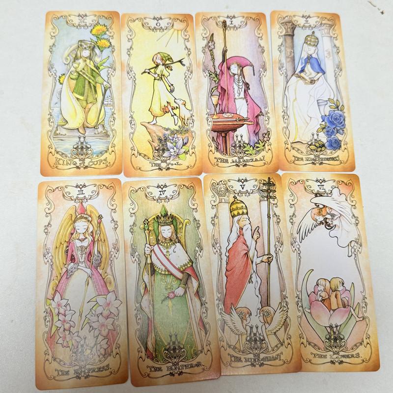 12*5,5cm Niedrige Angst Tarotkarten Englisch 78 Stück Deck Geheime Ergänzung Die Sprache der Blumen Feen-Stil Cartoon Tarotkarten