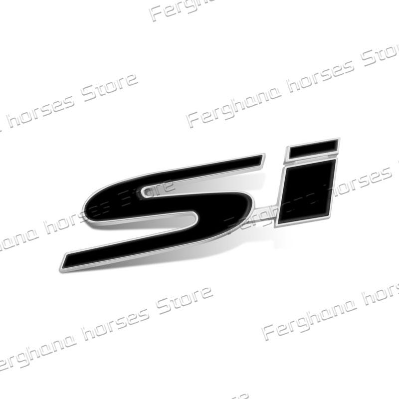 3D Chrome Metal SI Letter Logo Car Body Sticker Fender Side Emblem Rear Trunk Decor Decor For Honda Civic Accord Car Styling akf256