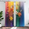 2Pcs Artistic Floral Printed Window Curtains Polyester Material Rod Pocket Design Drapes For Bedroom Living Room Office