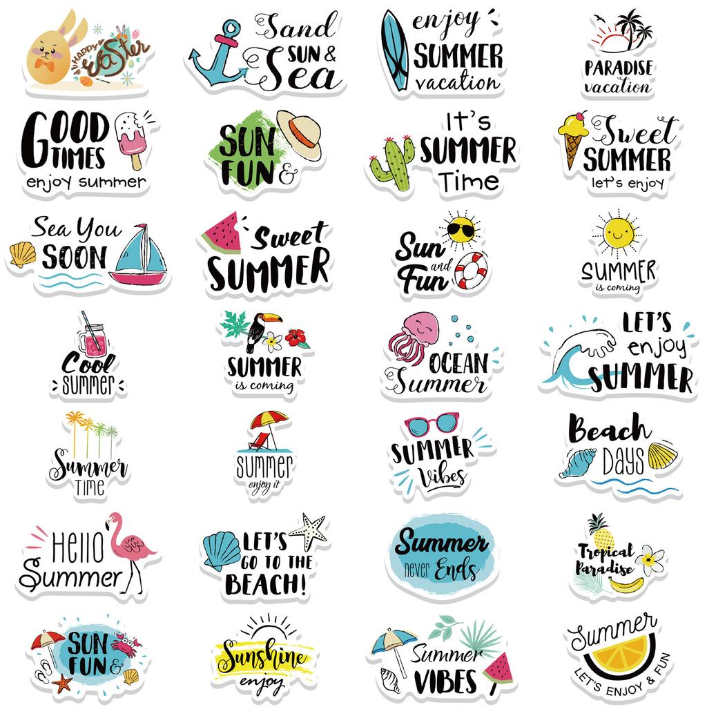 56 Cartoon Holiday Fresh Graffiti Stickers Decorate Suitcase Pen Guitar Notebook Waterproof Explosive