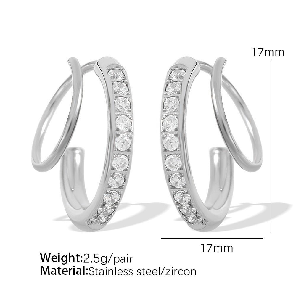 316L Stainless Steel Geometric Round Earrings, INS Minimalist Style Fashion Stud Earrings for Women