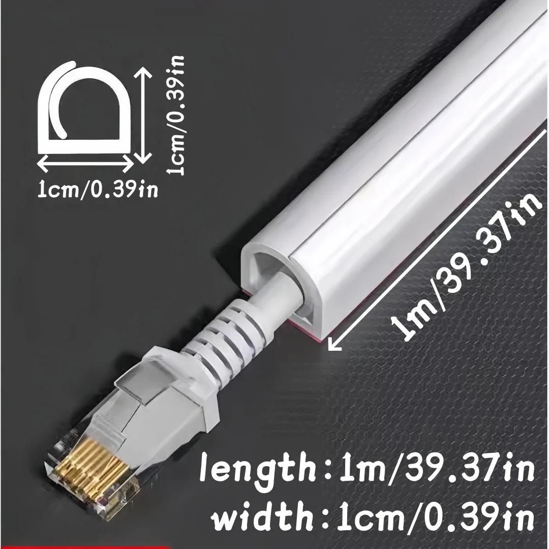 

1PC 1m/39.37in TV Cable Management Cord Hider Cord Organizer Raceway Kit System Covers Cables PVC Trunking Channel Cable Sleeves 1m білий