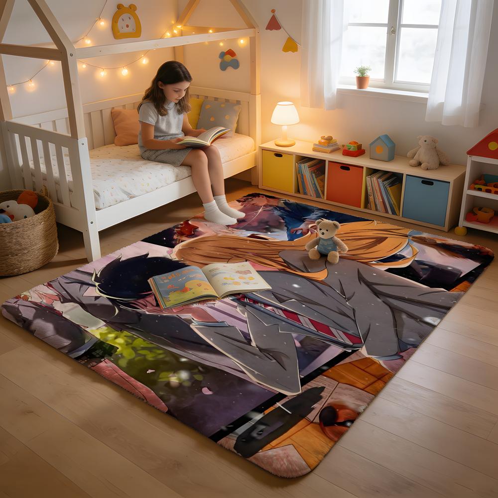 Floor Mat Soft Flannel Rug Non-Slip Absorbent Mat for Bathroom Bedroom Home Decor Anime A-Your Lie in April