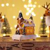 Tabletop Christmas Village House Buildings Lighted Resin Ornaments for Holiday Decor House Figurine with LED Lights
