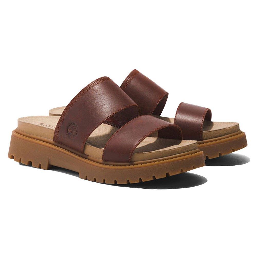 Timberland Clairemont Way Slide Sandals Leather Brown