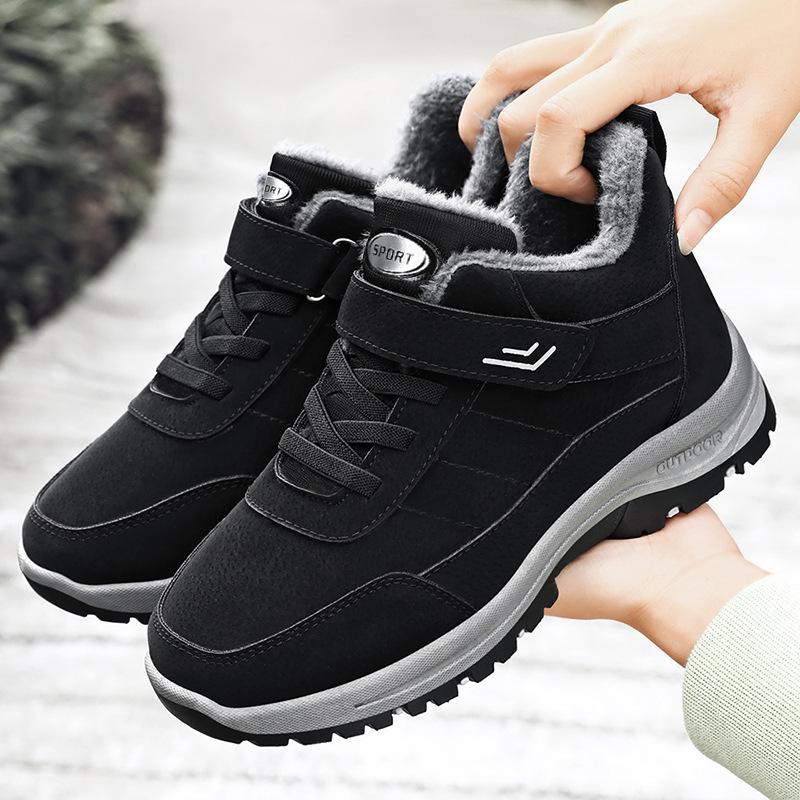 Cotton shoes women's shoes winter warm outdoor sports casual shoes piled thickened Velcro plush lining cold proof
