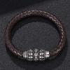 Men's Retro Skull Leather Bracelet with Magnetic Buckle