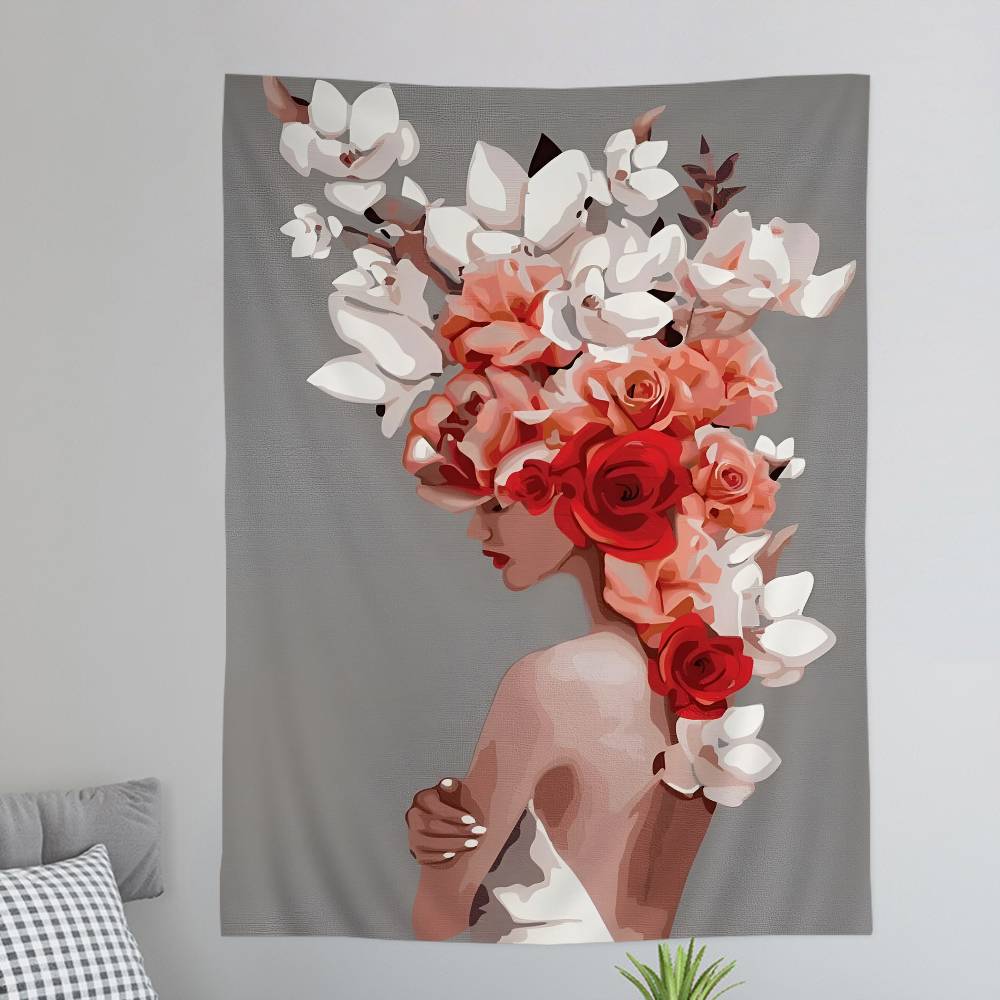 Abstract Flowers Girl Colorful Tapestry Wall Hanging Bohemian Wall Tapestries Mandala Wall Hanging Sheets