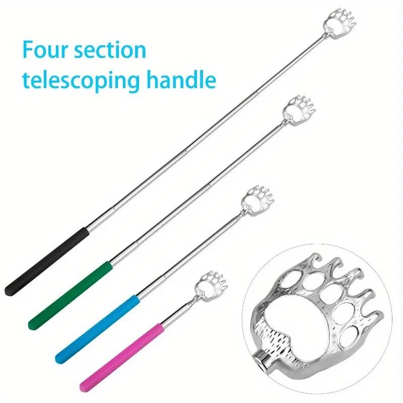 A single bear claw back scratcher, telescopic metal manual back scratcher with soft rubber handle, extendable claw design.
