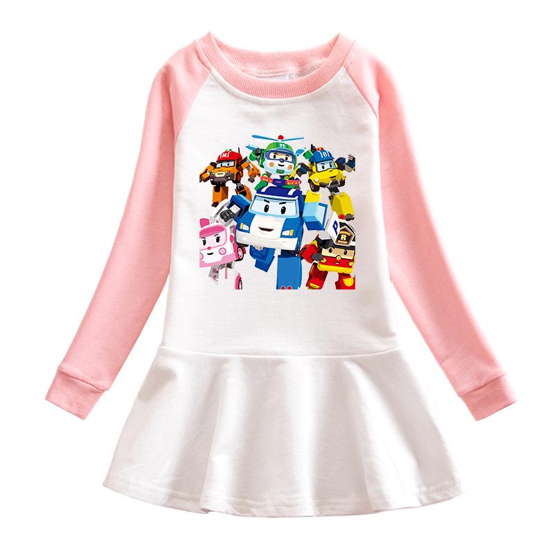 Korean Style Girls' Cartoon Mesh Dress - Long Sleeve Princess Outfit for Spring/Autumn 2025