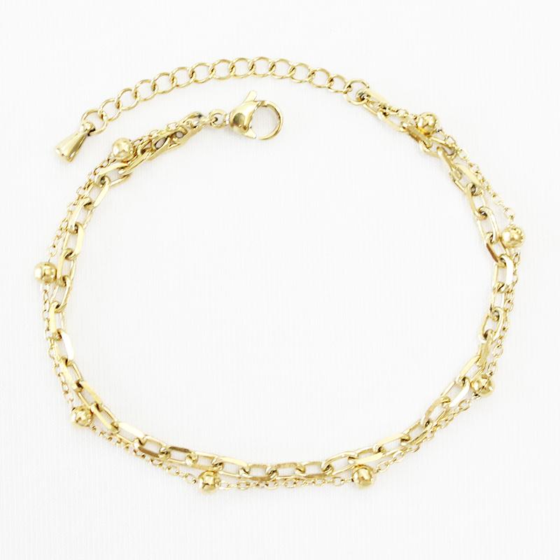 Kwaliteit Sieraden Klassiek Vrouwen Cadeau Waterdicht Duurzaam Niet-vervagend Metaal Roestvrij Staal Dubbele Rij Kralenketting Prachtige Armbanden
