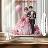 2D Flat Bohemian Style Heart-Shaped Acrylic Wedding Couple Desktop Decor, Suitable for Wall Decoration, Porch, Room, Villa, Accents Home, Hallway, or