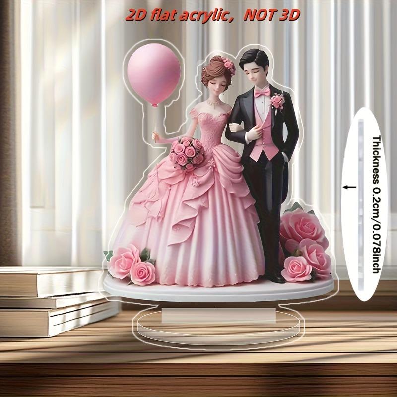 2D Flat Bohemian Style Heart-Shaped Acrylic Wedding Couple Desktop Decor, Suitable for Wall Decoration, Porch, Room, Villa, Accents Home, Hallway, or