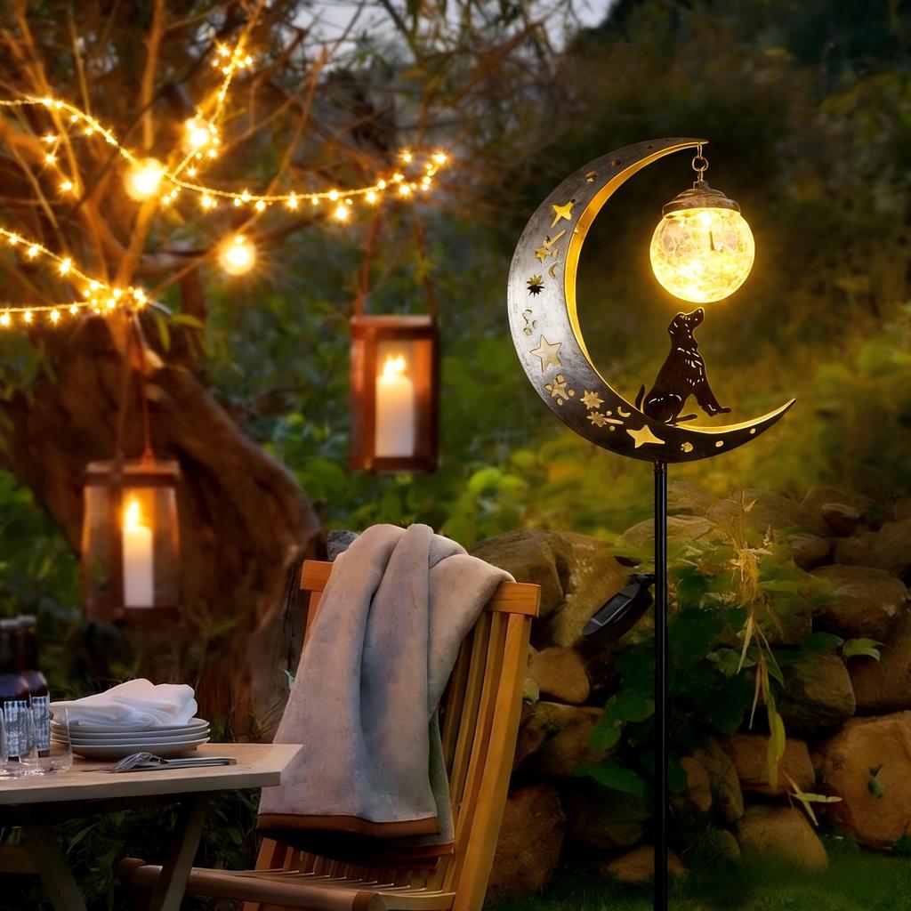 Solarbetriebene Rasenleuchten Hundefigur Glaskugel Erdspieß Garten Dekorative Lichter Ideales Festivalgeschenk