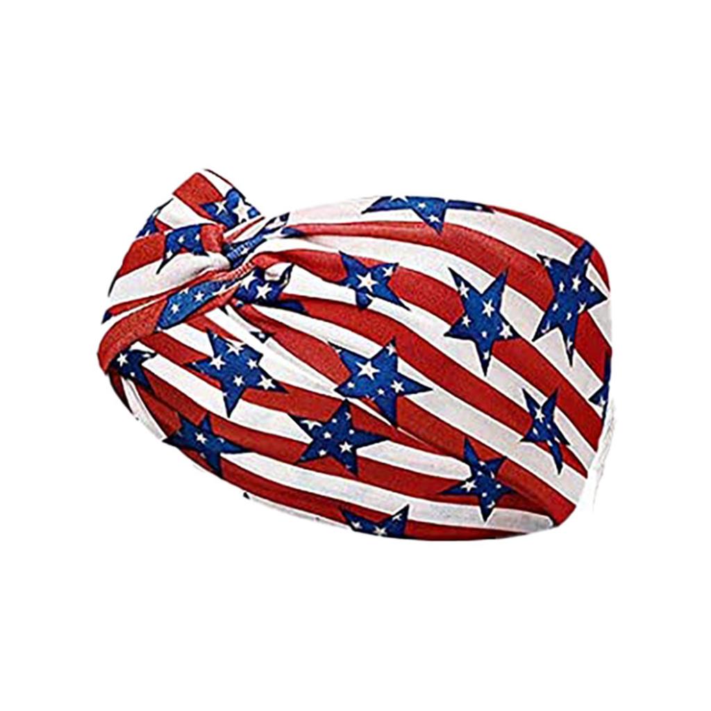 Retro Star Stripe Twisted Sweat Absorbing Yoga Running Headband for Sports and Party Decoration Unisex Stretchy Hair Band