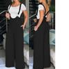 Lockere literarische und künstlerische Allround-Freizeit-Overalls Übergröße Damen Sommer Unifarben Große Tasche Workwear Haremshose