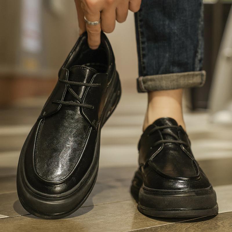 

Мужская обувь весна новая кожаная кожаная обувь британская износостойкая увеличивающая рост повседневная универсальная ретро спортивная мода рабочая обувь на платформе 44 чёрный