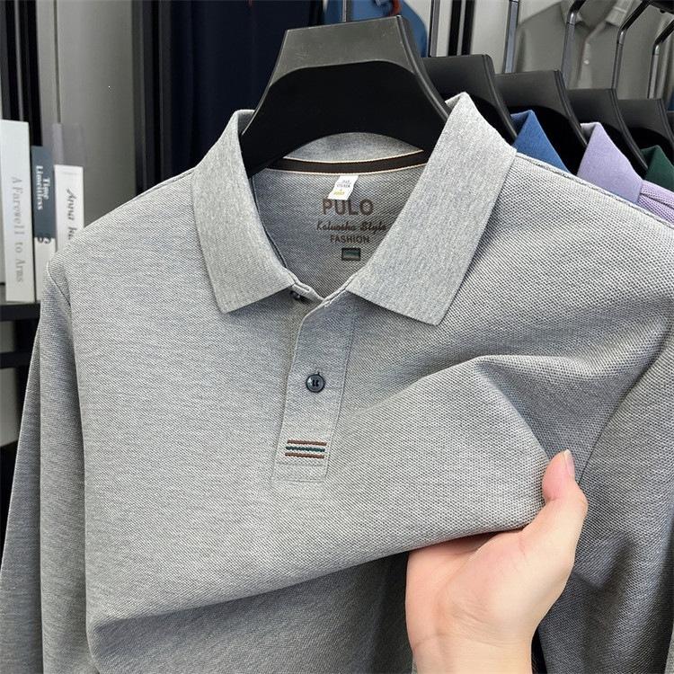 Autumn 100 Pure Cotton Men'S Long-Sleeved T-Shirt Batch Solid Color Simple Business Fashion Polo Shirt