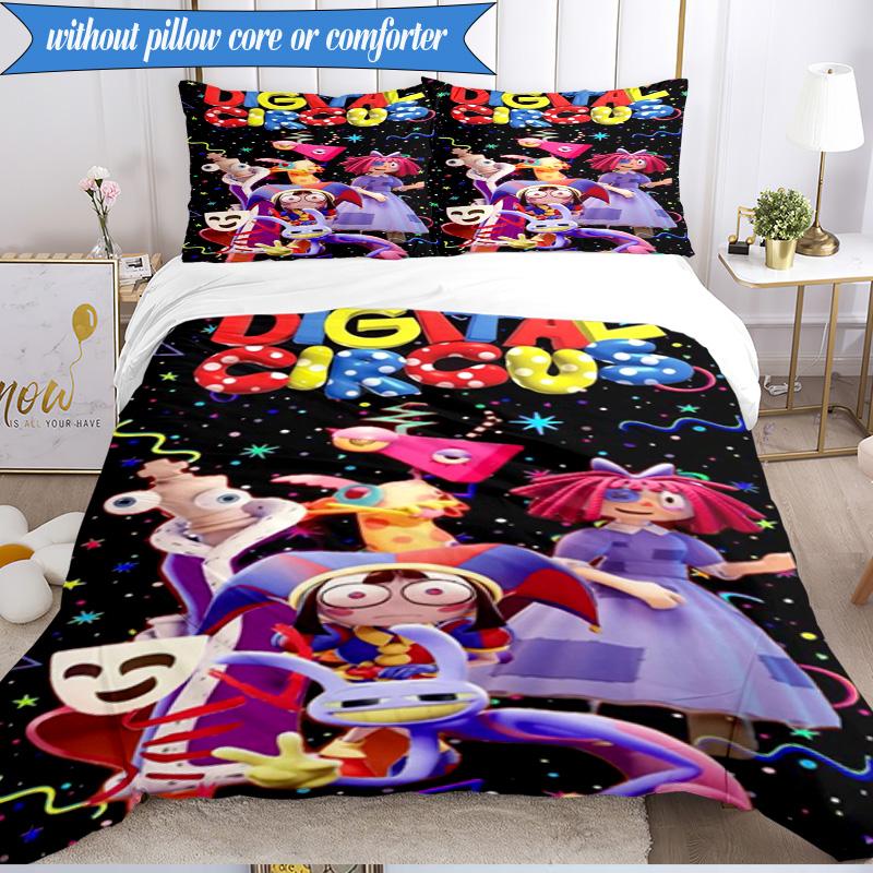 3PCS Digital Circus Adventure Bedding Set,Including 1pc Duvet Cover And 2pcs Pillowcases Perfect for Bedroom, Dormitory, Fan Christmas Gift