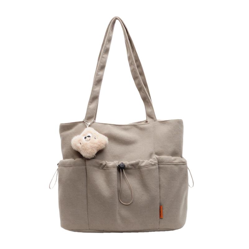 Large Capacity Handbag Student Class Commuter Corduroy Bag Women's Shoulder Tote Bag
