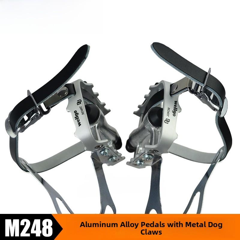 Wellgo Ultra Light Bicycle Pedals Stainless Steel Dog Mouth Single Hole Retro Road Bike Silver Foot Pedal Cycling Equipment