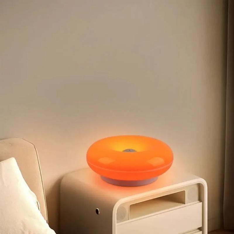Tricolor Lighting Plastic Donut Wall Lamp Modern Energy Saving Touch Switch Lamp Dimmable USB Plug Desk Lamp Bedroom