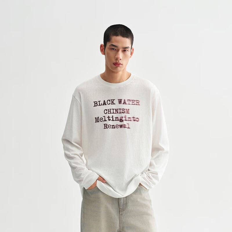 CHINISM Men s American Minimalist Printed Long Sleeve T-Shirt L