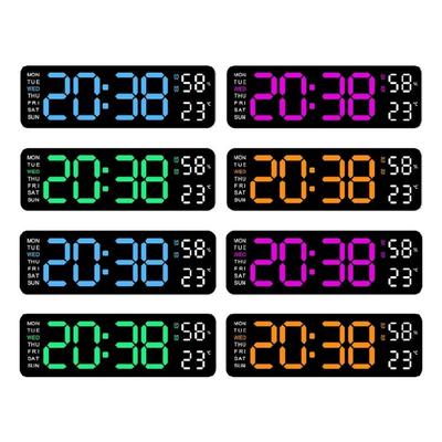 9Inch Digital Wall Clock LED Alarm Clock Large Display 3 Level Brightness Adjust