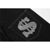 American Street Retro Letter Printing Washed Black Jeans Hip-hop Loose Straight Wide-leg Trousers Ins