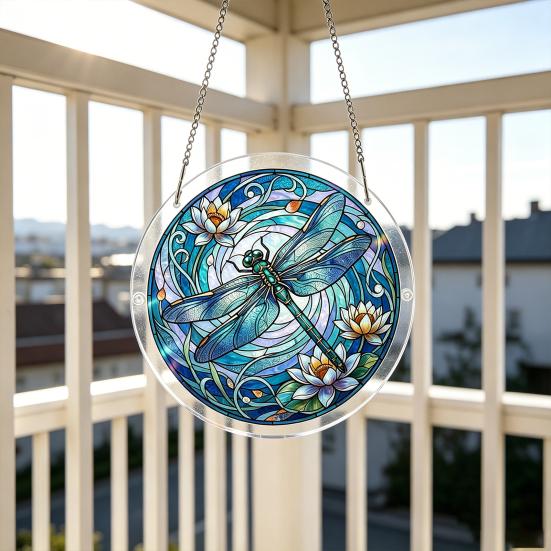 Acryl Puzzlesonnensammler, Lebensbaum/Blumen im Buntglas-Stil Fensterhänge-Dekoration, DIY Sonnensammler-Set für Zuhause, Garten