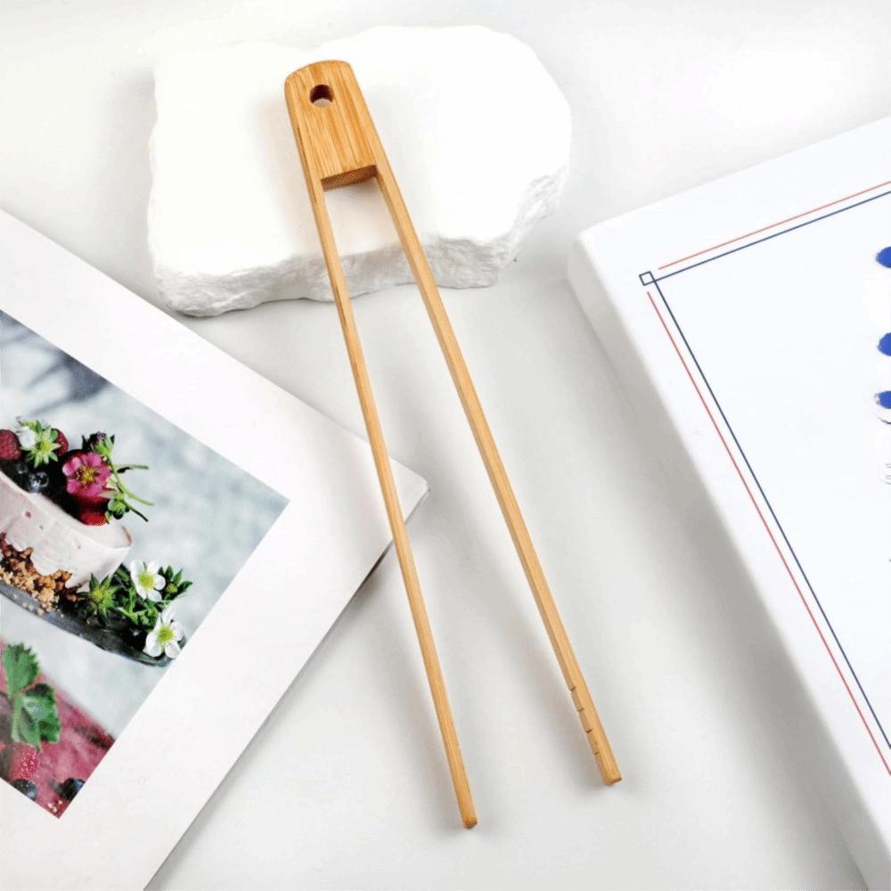 Kitchen Utensil Square-headed Magnetic Bamboo Toast Tong Anti-slip Long Handle Food Clamp Anti-scalding Bread Clip Barbecue