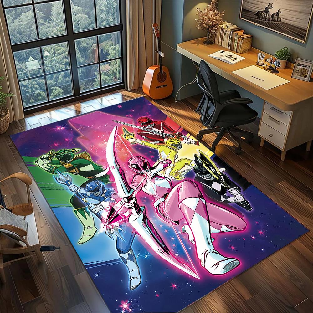 Super Sentai Mecha Megazord Battle Design Rug Carpet Large Area Rug Non Slip Washable Floor Mat Gamer Room Bedroom Home Decor