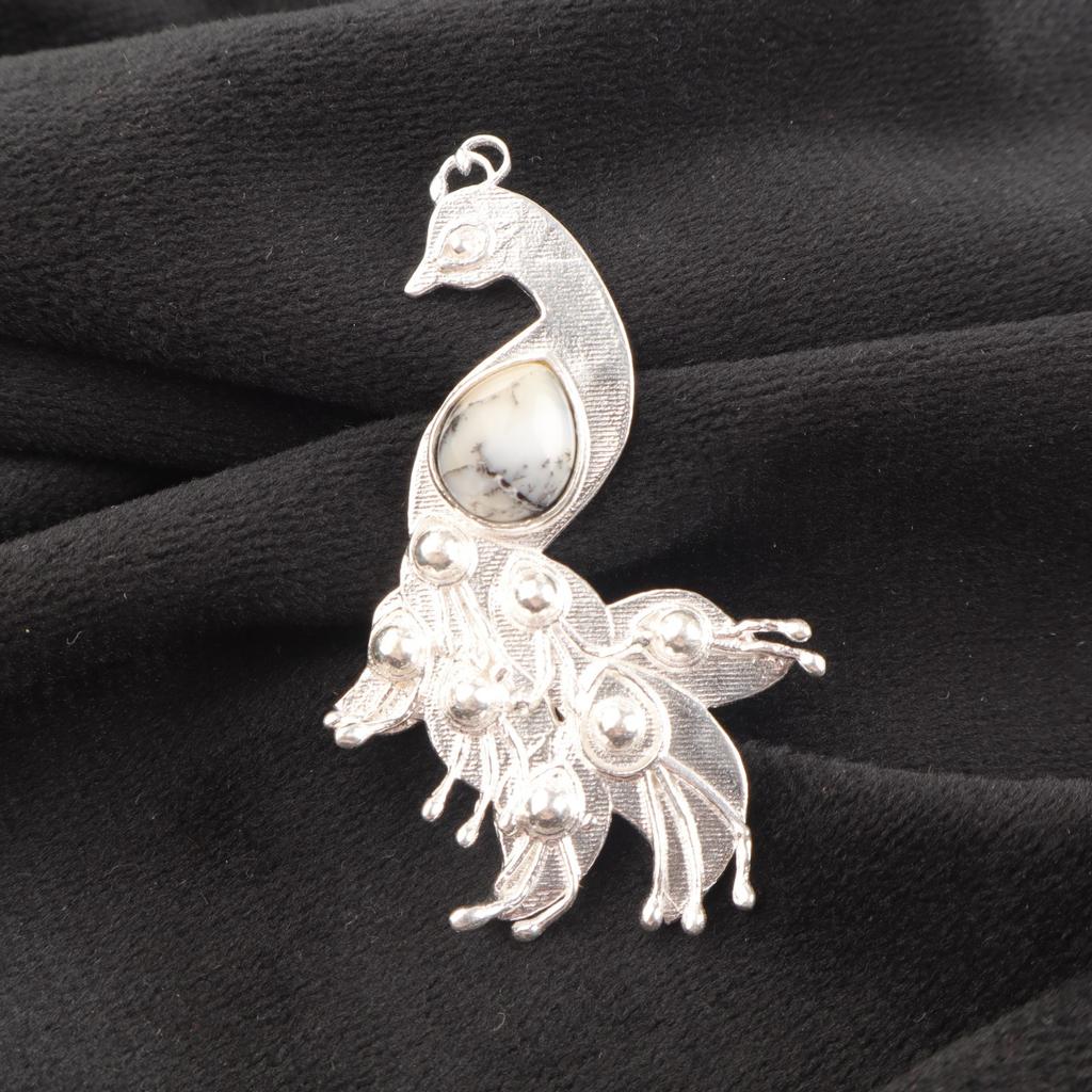 Dendritic Opal Gemstone 925 Sterling Silver Jewelry Pendant 2" Gift For Wedding CP-21-26