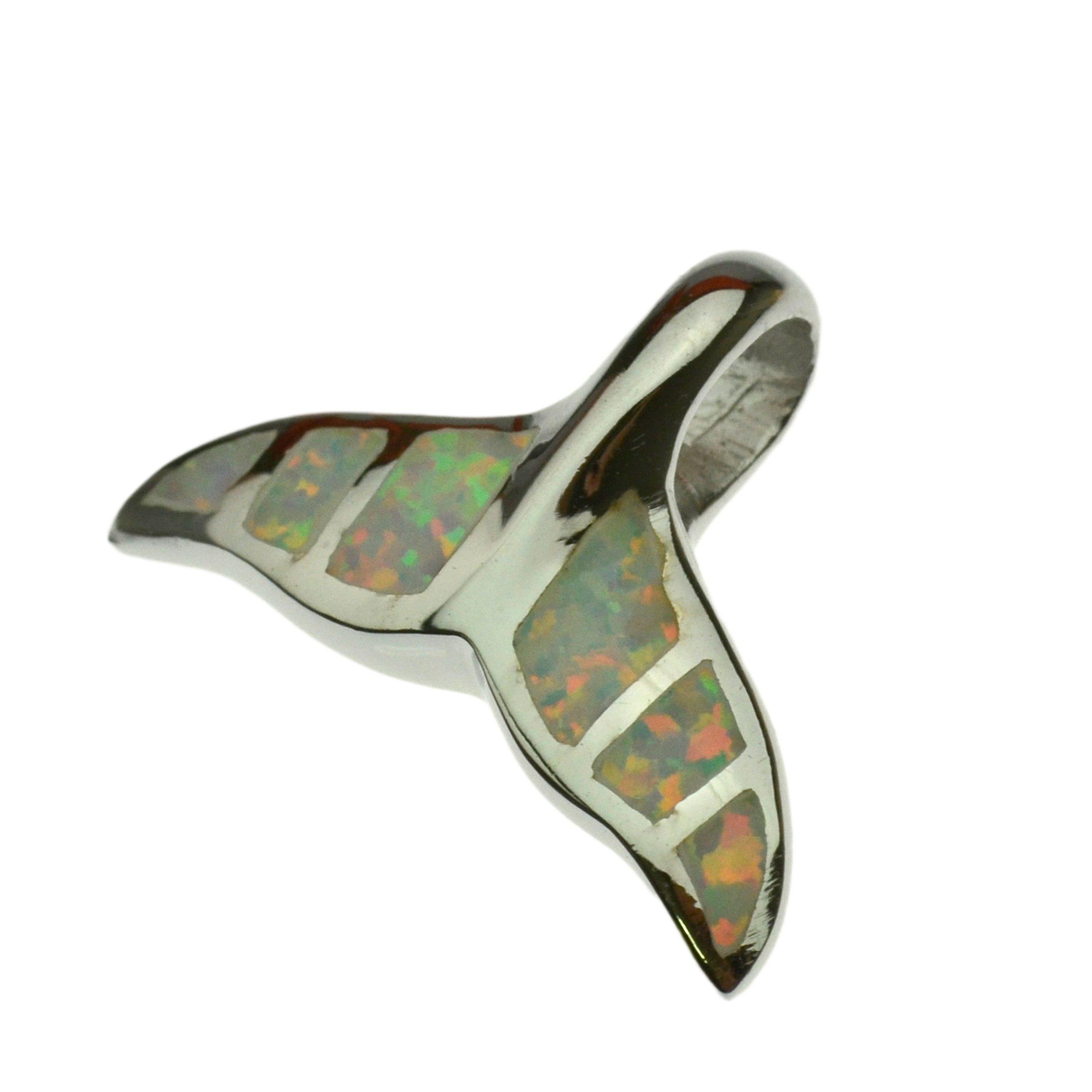 

BreezyIsland Sterling Silver 925 Pendant [Whale Tail White Opal] A motif that brings happiness from the sea