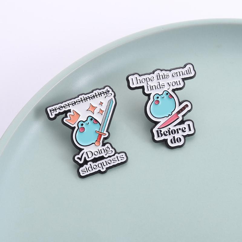 Süße Frosch Emaille Anstecknadeln Ich hoffe, diese E-Mail erreicht Sie vor mir Anstecknadeln Anstecker Cartoon Tier Schmuck Geschenk für Freunde