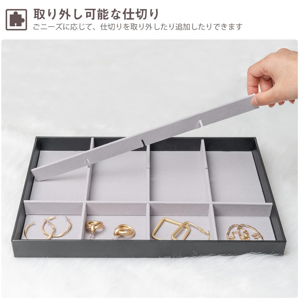 ProCase Jewelry for Accessory with Black Tray, 3-Pack, Stackable, Vanity/Dresser Drawers, Case, Display, Dividers,