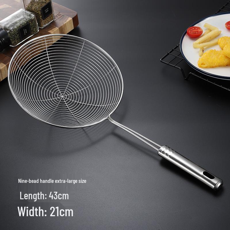 Large Stainless Steel Long-Handled Ladle & Skimmer for Hot Pot, Fried Food, and Noodle Straining