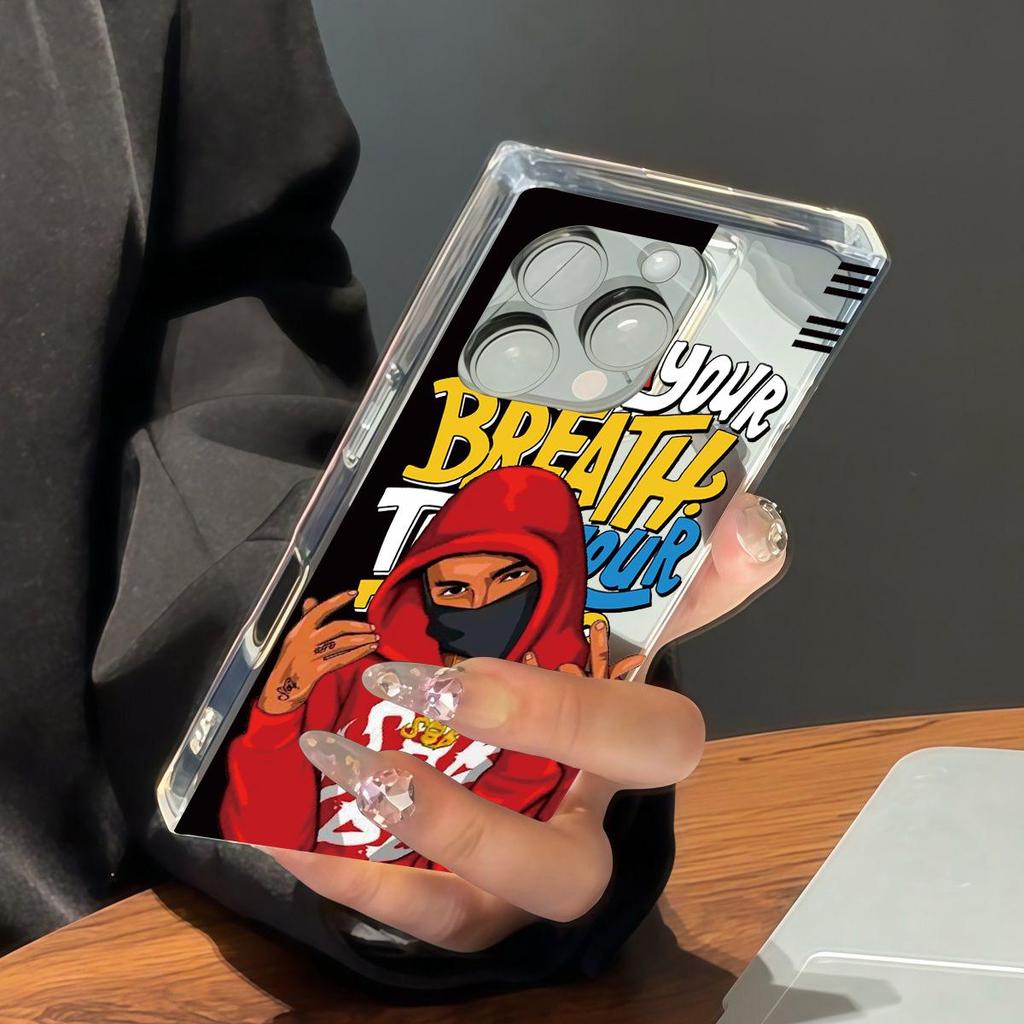 Čtvercový zadní kryt Průhledný kryt Pro iPhone 12 13 16 ProMax 14 Pro Max 11 15 Plus Antioxidační, Červený Ochranný obal Trendy pánský vzor