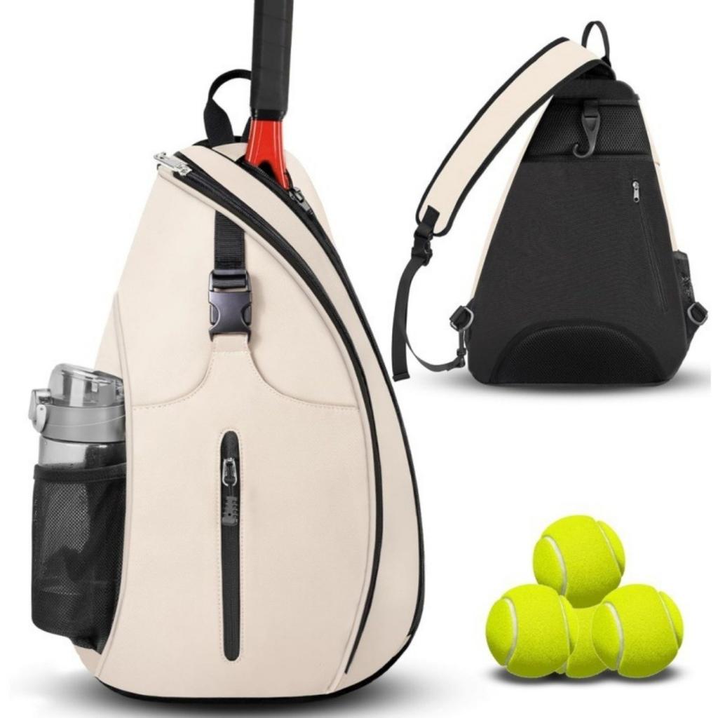 Bolso de Hombro de Tenis con Soporte para Raqueta - Múltiples Compartimentos para Guardar Accesorios de Tenis y Bádminton, Bolsillo de Malla para Guardar Pelotas
