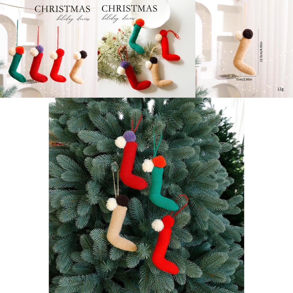 Creative Socks And Plush Ball Pendants Christmas Decoration Props For Holiday Tree Ornaments And Festive Scene Decor