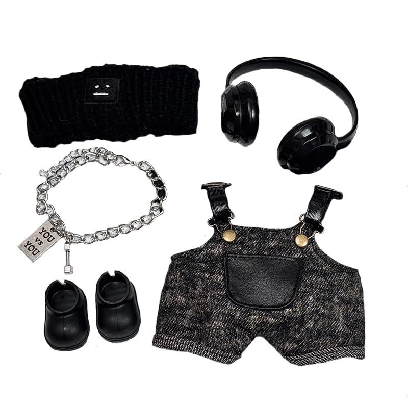 Костюм для плюшевой куклы 17 см, Одежда, Аксессуары для DIY, Костюм для куклы, Милый, Совместимый с Lovebu, Стильный и крутой наряд (Черный 06)